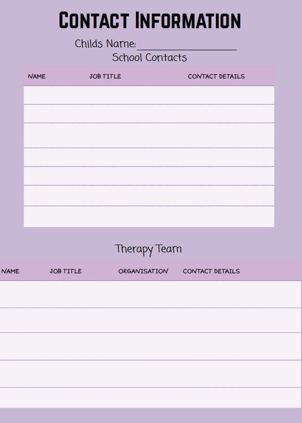 School Communication Record Booklet - Multiple Children