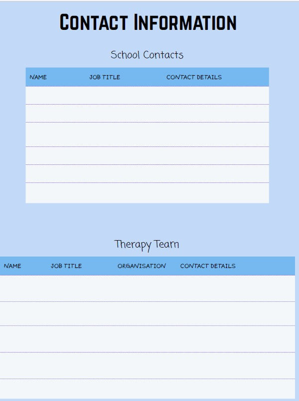 School Communication Record Booklet - One Child